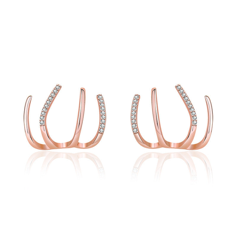 925 Silber Ohrstecker mit vierfach Zirkonia-Fassung