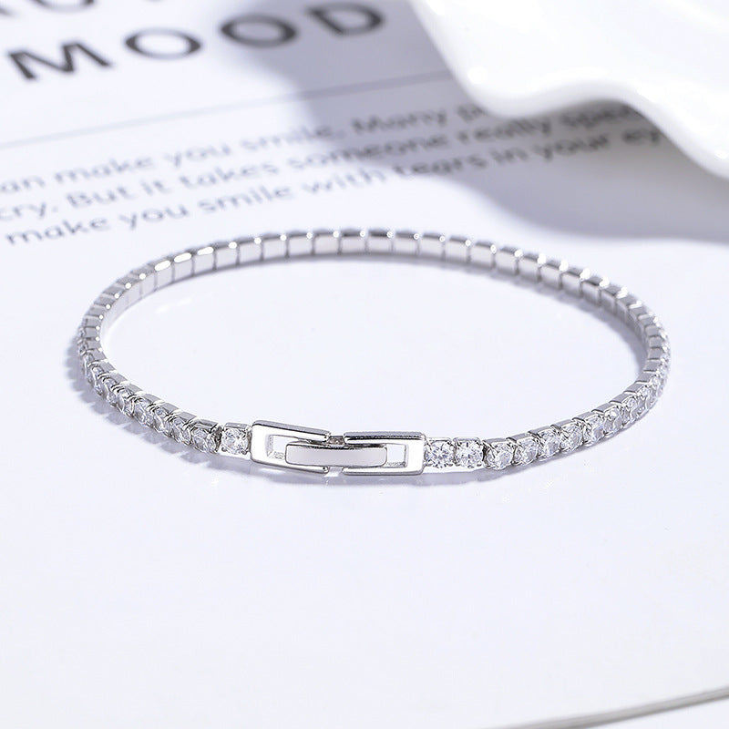 925 Sterling Silber Armband mit durchgehendem Zirkonia‑Besatz