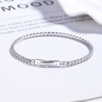 925 Sterling Silber Armband mit durchgehendem Zirkonia‑Besatz