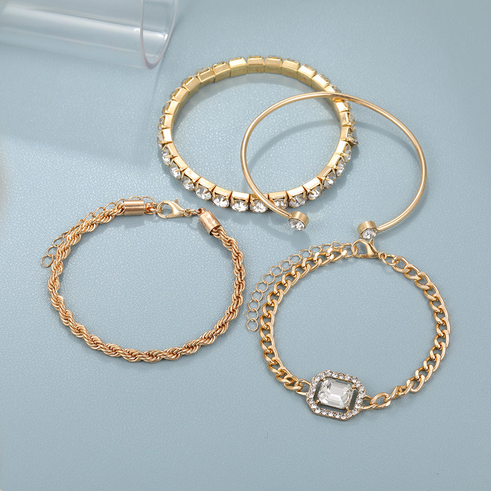 4‑teiliges Kristall Armband‑Set