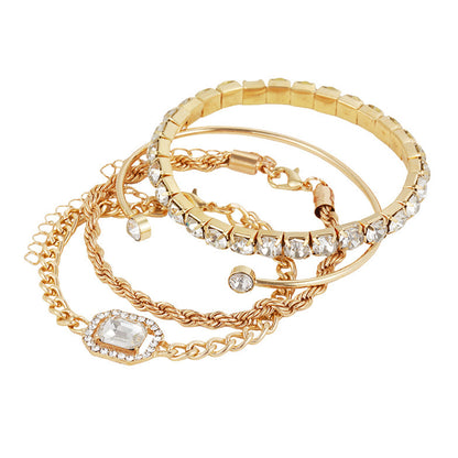 4‑teiliges Kristall Armband‑Set