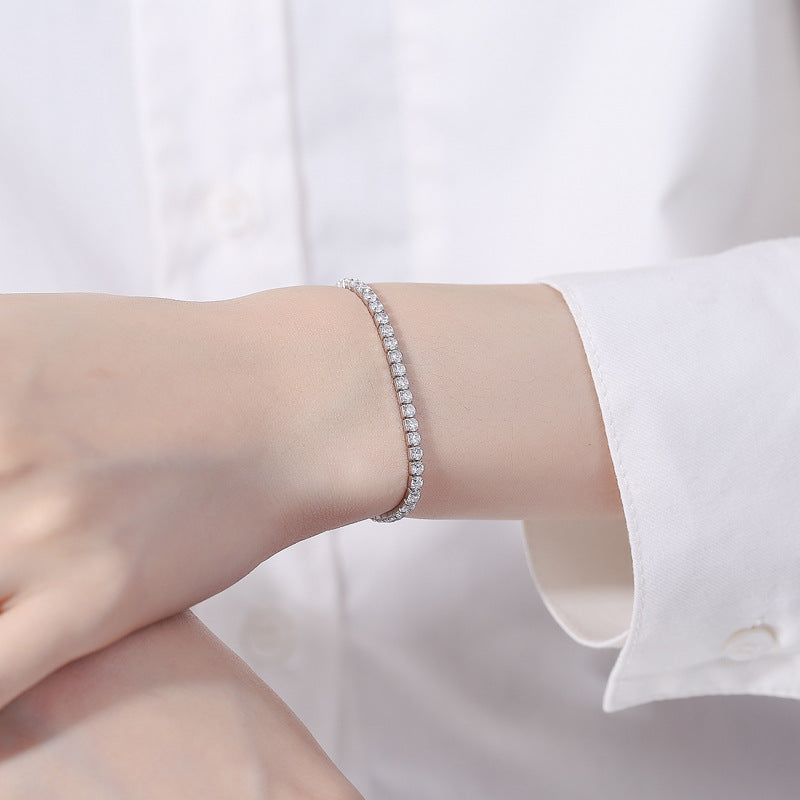 925 Sterling Silber Armband mit durchgehendem Zirkonia‑Besatz