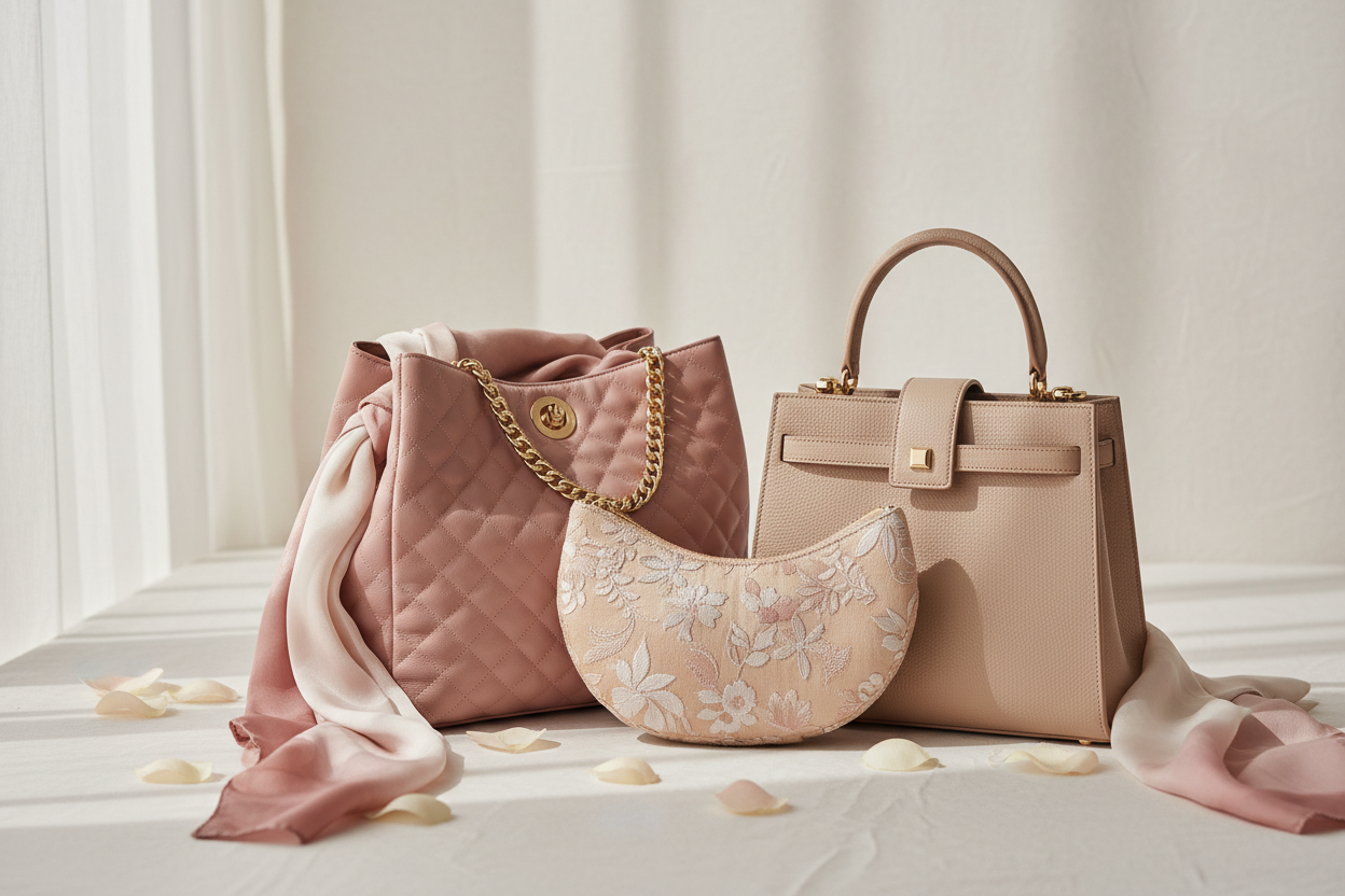 taschen für shop bild rosa beige zart